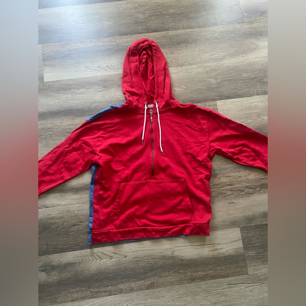 Tommy Hilfiger Denim Red Hoodie with Blue Accents